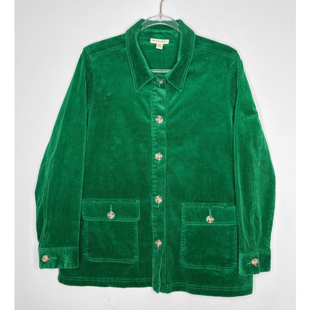 Appleseed’s 2010s Green Corduroy Jacket Shirt Jacket Shacket M